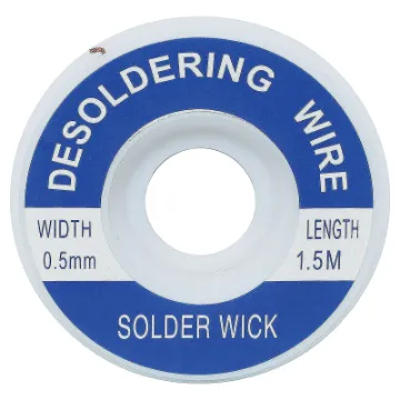 Apply wick to the joint & heat with a soldering iron, capillary action then draws the solder off. 1.5m length.