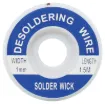 Apply wick to the joint & heat with a soldering iron, capillary action then draws the solder off. 1.5m length.