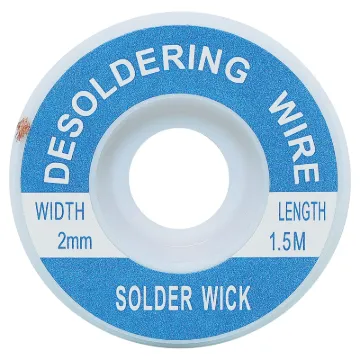 Apply wick to the joint & heat with a soldering iron, capillary action then draws the solder off. 1.5m length.
