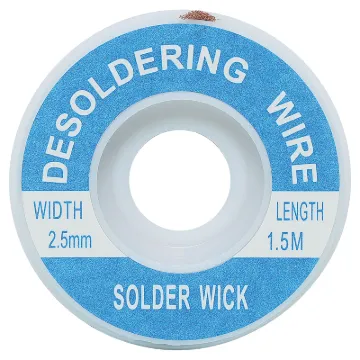 Apply wick to the joint & heat with a soldering iron, capillary action then draws the solder off. 1.5m length.