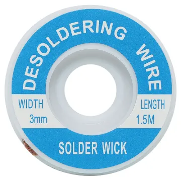 Apply wick to the joint & heat with a soldering iron, capillary action then draws the solder off. 1.5m length.