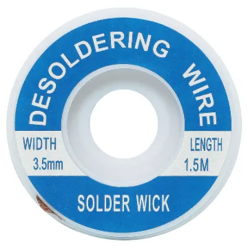 Apply wick to the joint & heat with a soldering iron, capillary action then draws the solder off. 1.5m length.