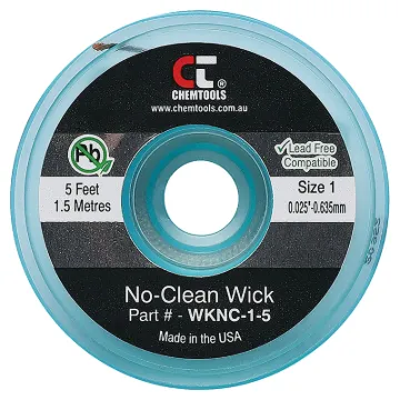 Apply wick to joint and heat with soldering iron and the capillary action of the braid draws the solder off. All approximately 1.5 metres long.  0.635mm White