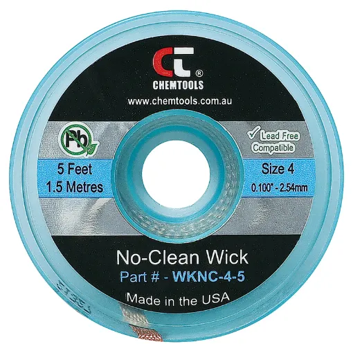 Apply wick to joint and heat with soldering iron and the capillary action of the braid draws the solder off.  All approximately 1.5 metres long.  2.54mm Blue