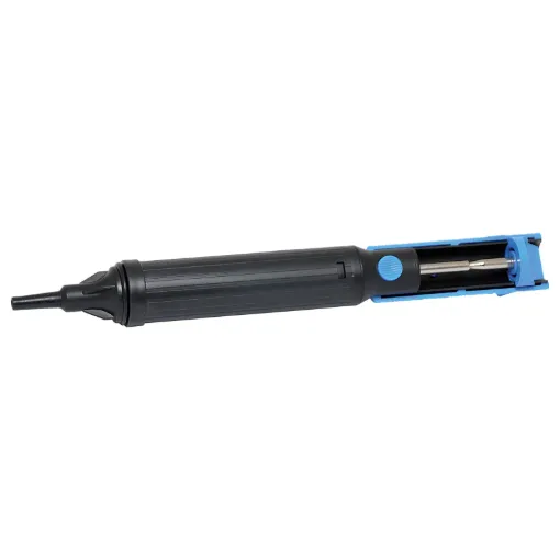 A high suction "solder sucker" for quickly removing solder from PCBs. The anti-static teflon tip prevents static damage to components. Self cleaning plunger.