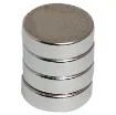 Rare earth magnets contain neodymium compound combined with ferrite (anisotropic) to give extremely powerful magnetic properties compared to standard ferrite magnets. They come encased in nickel jackets to protect the inner material.  10 x 3mm Pk4
