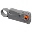 Tough injection moulded thermoplastic. Features a built-in tension spring, centre conductor cutter, and a slide adjustment to change from RG-58, RG-59, or RG-6.