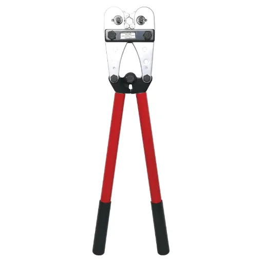 Rugged cast steel crimper designed for uninsulated cable lugs and Anderson plugs.