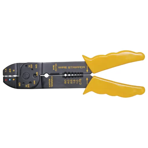 Suits red, blue and yellow connectors.  Incorporates cutters and stripper.