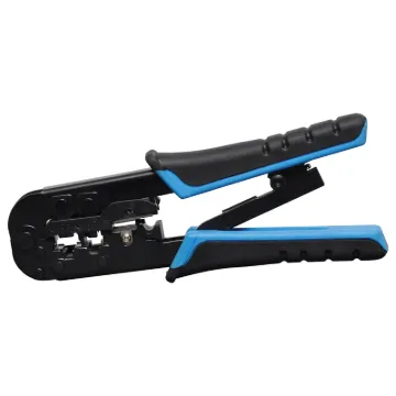 Designed to crimp 4, 6 and 8 way modular connectors. Simple ratchet action ensures an easy, reliable crimp every time. Cable cutter/stripper also included. All metal construction.