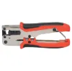 Crimps 4, 6 and 8 way modular connectors. All metal construction - built to last. Also features cable stripper and cutter. Adjustable ratchet release.
