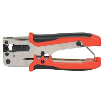 Crimps 4, 6 and 8 way modular connectors. All metal construction - built to last. Also features cable stripper and cutter. Adjustable ratchet release.
