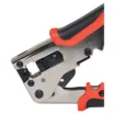 Crimps 4, 6 and 8 way modular connectors. All metal construction - built to last. Also features cable stripper and cutter. Adjustable ratchet release.