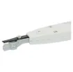 This tool is used for seating wire into KRONE and 110 style terminal blocks. With built in wire removal finger.