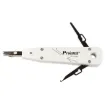 This tool is used for seating wire into KRONE and 110 style terminal blocks. With built in wire removal finger.