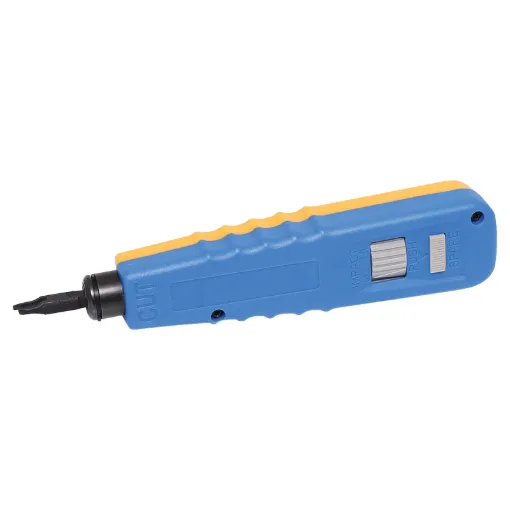 A professional quality UTP punchdown tool for terminating 110 style terminal blocks. Adjustable impact force setting.  Krone terminal blade available separately. Great for comms installers.