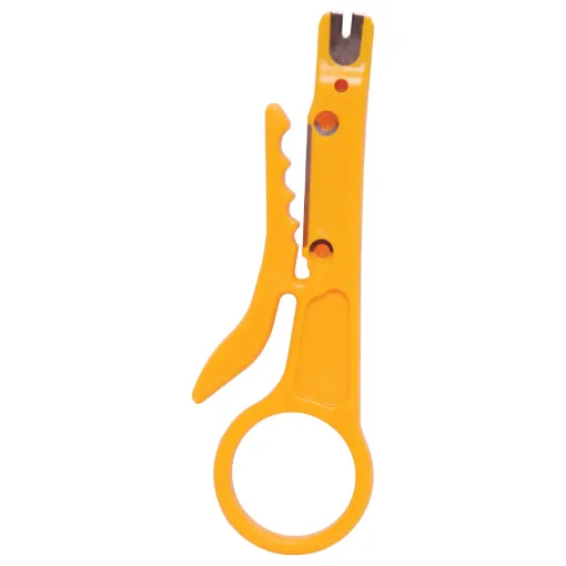 Used for seating wire into KRONE style 66, 110/88 terminal blocks. Includes a handy wire stripper for cat 5 cable.