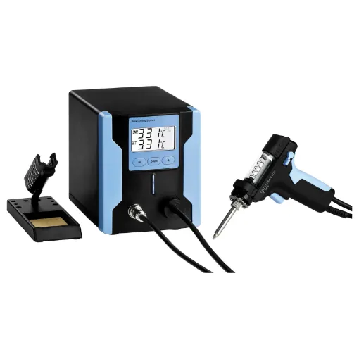 This compact desktop vacuum desoldering unit provides hobbyists and professionals the ability to remove componentry quickly and without damage.