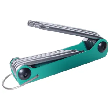 Perfect for both service technicians or hobbyists. These compact fold up key sets suit many popular modern appliances. 8 piece folding star key set. All nickel plated construction.