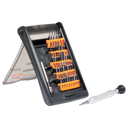 This Micro Precision Driver Kit contains 38 Pieces ideal for servicing high tech devices, computers, equipment, smartphones etc.