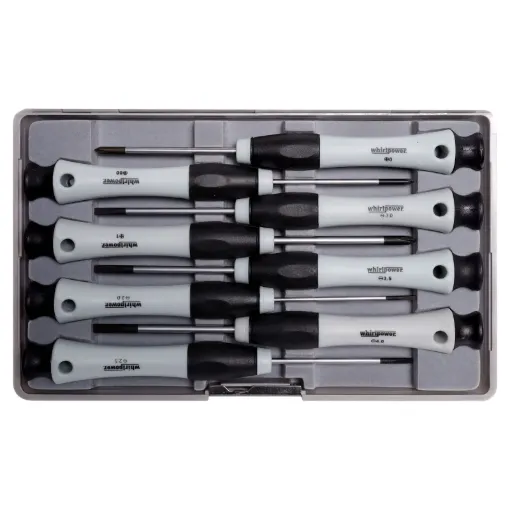 Precision screwdrivers with rotating ball bearing top ferrule for ease of use. Contains 5 flat blade and 3 phillips head drivers. Supplied in a robust carry case. Ideal for telecommunications gear, laptop computers or similar equipment.