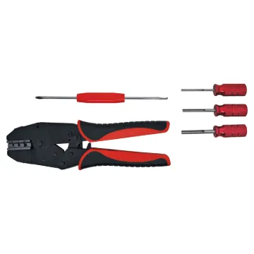 Designed to crimp solid pins used in Deutsch DT multi-pole connectors. Suits size 12, 16 and 20 DT series pins. Included in the kit are a terminal housing release tool, pin removal tool and screwdriver.