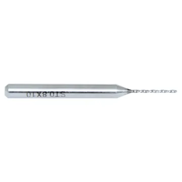0.8mm Carbide PCB drill bit.   Ideal for drilling PCB's and project enclosures. Comes with the standard 1/8" shank to suit many drill presses and automatic drilling machines.

The carbide drill material is much harder and will stay sharper for longer