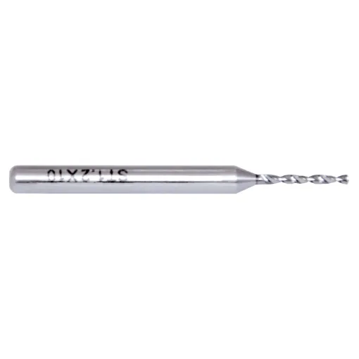 1.2mm Carbide PCB drill bit.  
Ideal for drilling PCB's and project enclosures.
Comes with the standard 1/8" shank to suit many drill presses and automatic drilling machines.

The carbide drill material is much harder and will stay sharper for longer