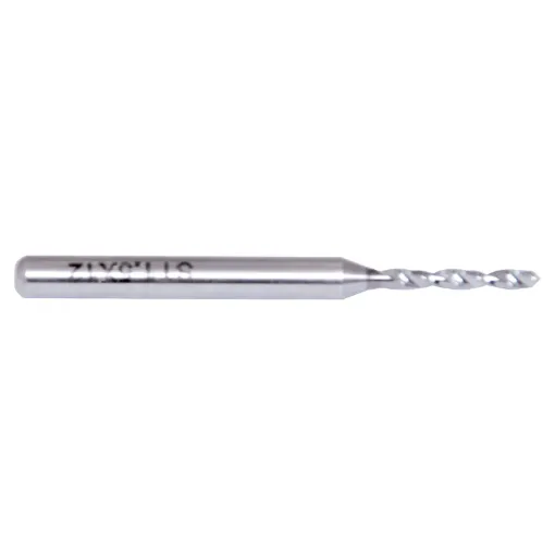 1.5mm Carbide PCB drill bit.  
Ideal for drilling PCB's and project enclosures.
Comes with the standard 1/8" shank to suit many drill presses and automatic drilling machines.

The carbide drill material is much harder and will stay sharper for longer