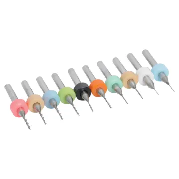 A 10 piece set of PCB drill bits in a handy plastic carry case. Includes 10 sizes: 0.3, 0.4, 0.5, 0.6, 0.7, 0.8, 0.9, 1.0, 1.1, 1.2mm.