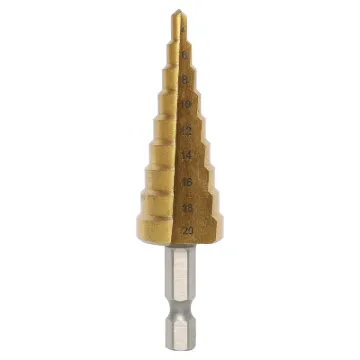 Handy 4-20mm 9 step drill bits allowing you to drill different sized holes in plastic, wood or metal without changing drill bits.