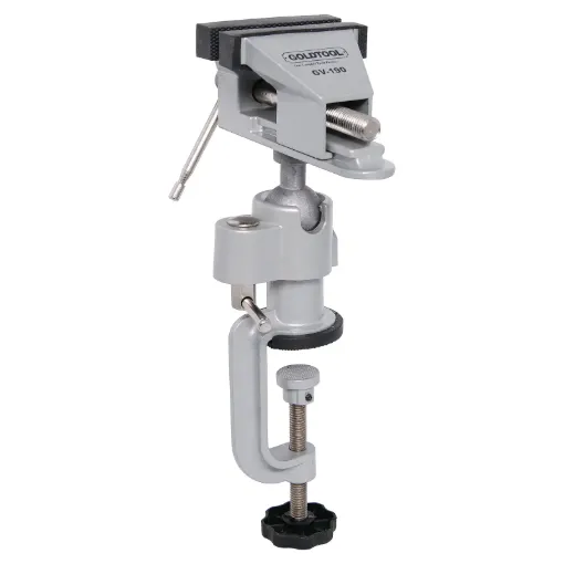 Made from diecast alloy. Clamps to your work bench and provides total 360&deg freedom when working. Jaws open to 55 mm.  Includes soft jaws for holding delicate connectors.