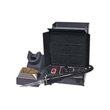 A high performance 60W soldering iron combined with a fume extractor, designed to keep your work area free from fumes and smoke. The all metal construction will ensure this professional station will last for years. A wide temperature range of 250&deg to 450&degC makes it suitable for a wide range of soldering tasks