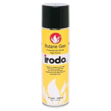 Aerosol can of high quality butane suitable for gas powered soldering irons. 250mL net.