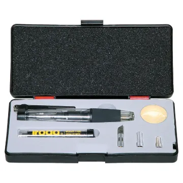 The Iroda SolderPro 50K kit comprises the SolderPro 50 supplied in a handy carry case with a range of tips and accessories including safety stand, cleaning sponge, solder dispenser, blow torch, hot air blower and hot knife cutter.