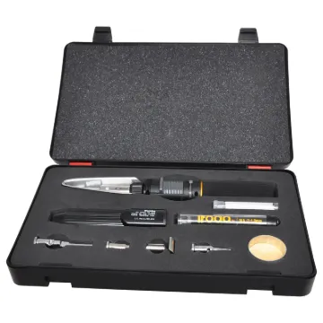 The T 2599 kit comprises of the IRODA T 2598 Gas Soldering Iron supplied in a handy carry case. Featuring a range of accessories which consists of a Hot Knife Tip(T2617), Heat Blower Tip(T2604), 2.4mm Chisel Tip(T2610), Spare Gas Filter(T2619), 3m Tube of