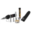 The T 2599 kit comprises of the IRODA T 2598 Gas Soldering Iron supplied in a handy carry case. Featuring a range of accessories which consists of a Hot Knife Tip(T2617), Heat Blower Tip(T2604), 2.4mm Chisel Tip(T2610), Spare Gas Filter(T2619), 3m Tube of