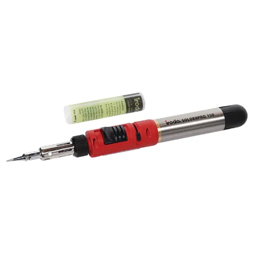 The Solderpro 150 is a professional grade automatic ignition, soldering iron/torch multi-function heat tool. Powered by a removable/refillable Liquid Energy Cell (L.E.C.) the T 2630  boasts an equivalent power range of 30-125 Watts as an iron, and as a to