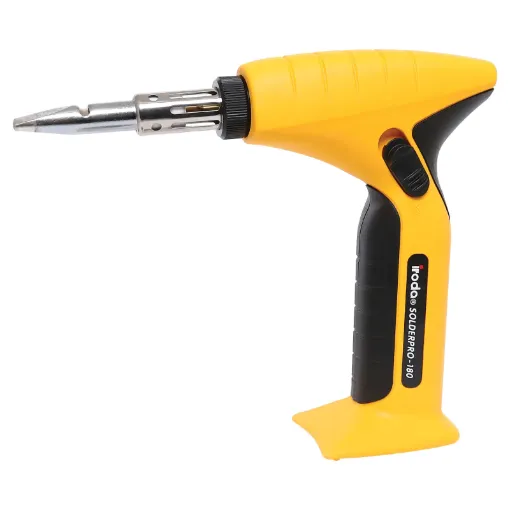Throw away those messy extension leads, the Solderpro 180 is a new generation in cordless gas tools ready to go anywhere, anytime!
It's the ultimate tool for techies, sparkies, auto electricians etc. Rated at a huge 185W.