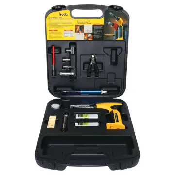 The T 2651 kit comprises the T 2650 IRODA Gas Soldering Gun supplied in a sturdy carry case with a range of tips, spare butane cartridges, solder sucker, tip sponge and a range of handy tools.