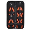 A handy tool kit for electronics use with 5 assorted pliers and cutters in a handy zip up case.