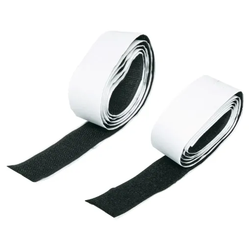 Adhesive backed hook and loop tape.  A handy reusable tape for bundling cables, securing cabling to poles or stands etc. 1m length.