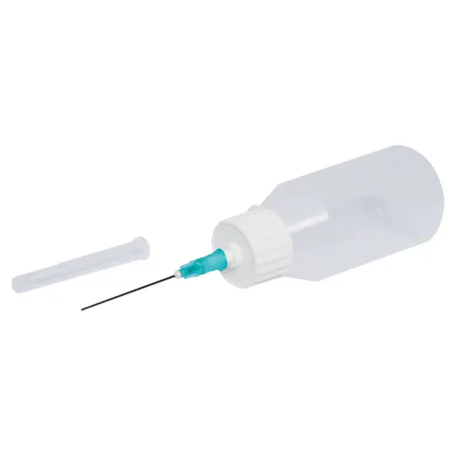 Apply flux or solvents where you need it. The spill-proof 59ml polyethlene squeeze bottle is equipped with a blunt stainless steel needle to eliminate messy spillage, waste and evaportation.