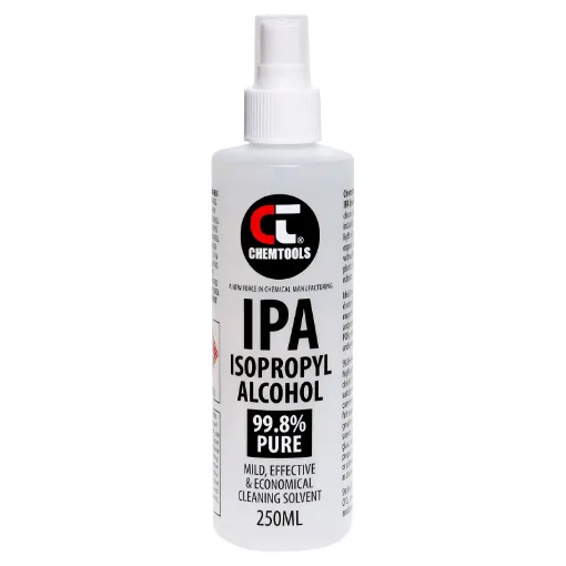 Isopropyl alcohol can be used as a universal cleaner for electronics equipment. Ideal for removing dust, buildup and marks on casings etc. As well as being a handy way to clean PCB surfaces when servicing.