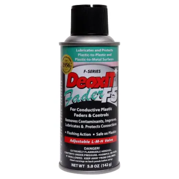 DeoxIT Fader F5 is a precision lubricant ideal for conductive plastics and carbon-based controls (faders, slide potentiometers, conductive membranes - mouse pads and other mechanisms with sliding surfaces). With it you can replenish lubrication lost on surfaces that have been cleaned with solvents or other cleaning solutions.
