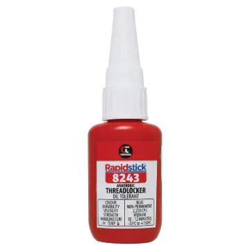Removable general-purpose threadlocking adhesive. Suited for fasteners between 6-19mm. Tolerant of oil and other contamination. Protects threads from rust and corrosion. Suitable for stainless steel fasteners. 10ml.