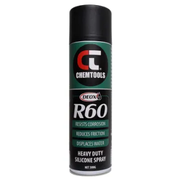 DEOX R60 Heavy Duty Silicone Spray is a high-performance, water-displacing light lubricant designed to offer superior corrosion resistance against extreme weather, temperature conditions, salt spray, and some chemical exposures.  300g.