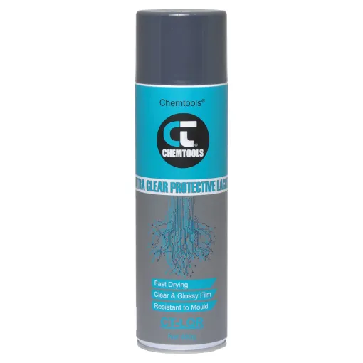 This circuit board lacquer is a general purpose resin coating for printed circuit boards.
