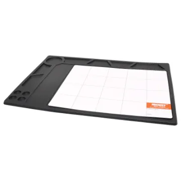 This magnetic project heat insulated work mat will make an ideal addition to any workbench. As its made out of silicone it has high temperature resistance.