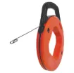 Takes the hard work out of running cable through conduit.

Constructed from flexible spring steel and features a durable plastic container with tensioner. Very
easy to use, just thread the spring steel through the conduit, attach the cable to th